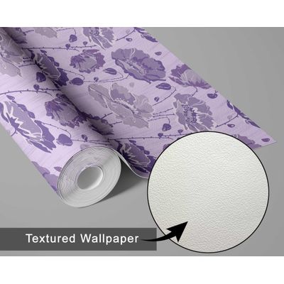 Papel de Parede Flower Bloom, Revestimento Roxo em Vinil Autoadesivo, Adesivo Decorativo, Instalação Fácil para Quarto e Sala - S4Sassy 63,5 cm (L) × 152,4 cm (C) / Roxo - Vinil Texturizado