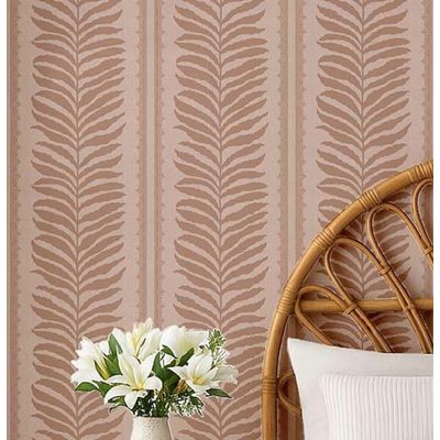 Papel Contact Vinílico Autoadesivo Estampa Samambaia Listrada Urbana Marrom Impermeável Removível para Quartos, Salas e Inquilinos - S4Sassy 63,5 cm (L) × 304,8 cm (C) / Marrom - Vinil Texturizado