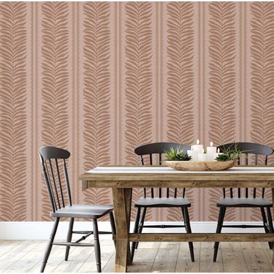 Papel Contact Vinílico Autoadesivo Estampa Samambaia Listrada Urbana Marrom Impermeável Removível para Quartos, Salas e Inquilinos - S4Sassy 63,5 cm (L) × 304,8 cm (C) / Marrom - Vinil Texturizado