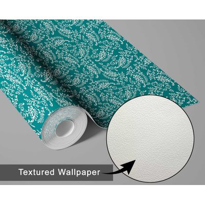 Papel de Parede Estampa Folha de Videira, Estilo Asiático, Autoadesivo, Decoração DIY para Quarto e Sala, Verde - S4Sassy 63,5 cm (L) × 304,8 cm (C) / Verde - Vinil Texturizado