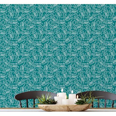 Papel de Parede Estampa Folha de Videira, Estilo Asiático, Autoadesivo, Decoração DIY para Quarto e Sala, Verde - S4Sassy 63,5 cm (L) × 304,8 cm (C) / Verde - Vinil Texturizado