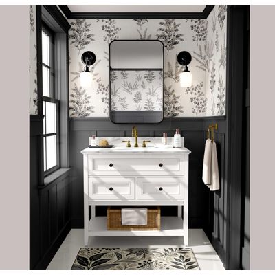 Papel de Parede Autoadesivo Mural com Estampa de Samambaia e Folhagem Cinza, Removível para Paredes, Entrada e Escritório, Solução - S4sassy 63,5 cm (L) × 609,6 cm (C) / Cinza - Vinil Liso