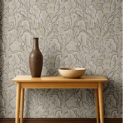 Papel Vinílico Autoadesivo Urban Chic Folhagem Abstrata Impermeável, Cinza, Removível para Quartos, Salas e Espaços de Locação - S4Sassy 63,5 cm (L) × 304,8 cm (C) / Cinza - Vinil Texturizado