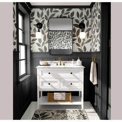 Papel de Parede Trilha de Folhas Cinza, Botânico Minimalista, Vinílico Autoadesivo, Decoração DIY Fácil para Quarto e Sala - S4Sassy 63,5 cm (L) × 152,4 cm (C) / Cinza - Vinil Liso
