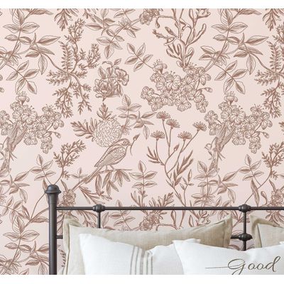 Adesivo de Parede Removível Motivo Natural Impermeável, Flores Silvestres em Aquarela, Contact Vinílico Autoadesivo (Rolo) Marrom - S4Sassy 63,5 cm (L) × 304,8 cm (C) / Marrom - Vinil Texturizado