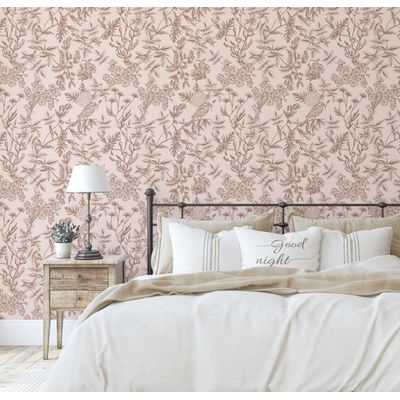 Adesivo de Parede Removível Motivo Natural Impermeável, Flores Silvestres em Aquarela, Contact Vinílico Autoadesivo (Rolo) Marrom - S4Sassy 63,5 cm (L) × 304,8 cm (C) / Marrom - Vinil Texturizado