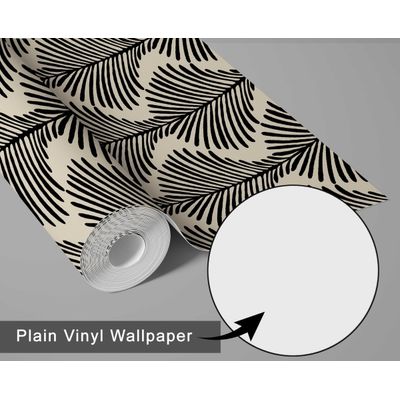 Papel de Parede Vinílico Autoadesivo Removível e Moderno, Impermeável, Folha de Pinheiro Monocromática, Preto para Quartos e Salas - S4Sassy 63,5 cm (L) × 152,4 cm (C) / Preto - Vinil Liso