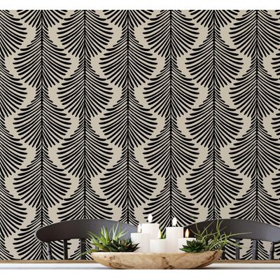 Papel de Parede Vinílico Autoadesivo Removível e Moderno, Impermeável, Folha de Pinheiro Monocromática, Preto para Quartos e Salas - S4Sassy 63,5 cm (L) × 152,4 cm (C) / Preto - Vinil Liso