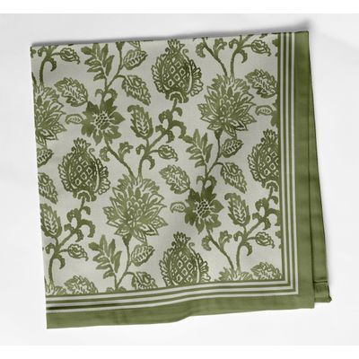 Guardanapos de Sarja de Algodão Luxuosos, Jogo de 12, 51 cm, Estampa Floral Verde, Grossos, Absorventes e Laváveis à Máquina - Vargottam 50,8 Cm × 50,8 Cm – Pacote Com 12 Peças / Verde