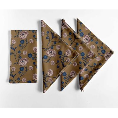 Guardanapos de Algodão Canvas, Kit 12, 51 cm, Estampa Floral de Vinhas Marrom, Duráveis, Absorventes, Jantar, Festas, Decoração - Vargottam 50,8 Cm × 50,8 Cm – Pacote Com 12 Peças / Verde