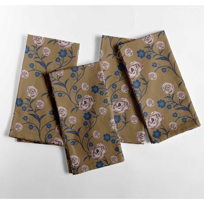 Guardanapos de Algodão Canvas, Kit 12, 51 cm, Estampa Floral de Vinhas Marrom, Duráveis, Absorventes, Jantar, Festas, Decoração - Vargottam 50,8 Cm × 50,8 Cm – Pacote Com 12 Peças / Verde