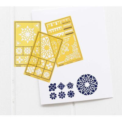 Traceease Estênceis de Mandala Floral para Desenho, Scrapbooking, Design, Artesanato DIY, 5 Peças - IBA Crafts Amarelo