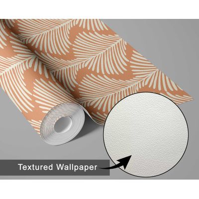 Papel de Parede Vinílico Autoadesivo Laranja, Folha de Pinheiro Monocromática, Impermeável, Removível, Quartos/Salas, para Aluguel - S4Sassy 63,5 cm (L) × 609,6 cm (C) / Laranja - Vinil Texturizado
