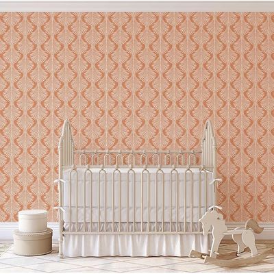 Papel de Parede Vinílico Autoadesivo Laranja, Folha de Pinheiro Monocromática, Impermeável, Removível, Quartos/Salas, para Aluguel - S4Sassy 63,5 cm (L) × 609,6 cm (C) / Laranja - Vinil Texturizado