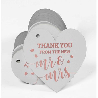 Etiqueta para Lembrancinha de Casamento em Papel com Foil Metalizado para Pendurar 'Thank You' - Inkdotpot 100 Etiquetas Metalizadas / Branco - Ouro Rosé