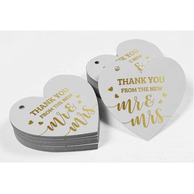 Etiqueta para Lembrancinha de Casamento em Papel com Foil Metalizado para Pendurar 'Thank You' - Inkdotpot 100 Etiquetas Metalizadas / Branco - Ouro Rosé