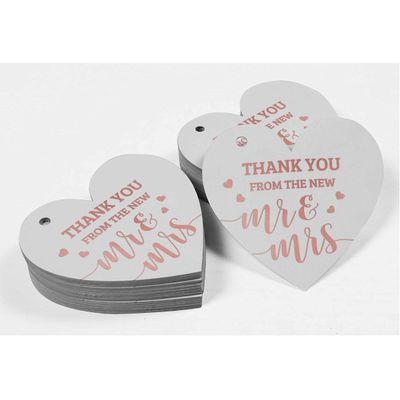 Etiqueta para Lembrancinha de Casamento em Papel com Foil Metalizado para Pendurar 'Thank You' - Inkdotpot 100 Etiquetas Metalizadas / Branco - Ouro Rosé