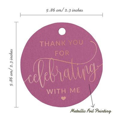 Etiqueta de Garrafa de Aniversário 'Obrigado por Comemorar Comigo' em Foil para Lembrancinha - Inkdotpot 50 Etiquetas Metalizadas / Rosa - Ouro Rosé
