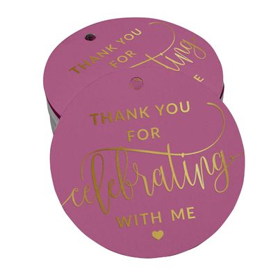 Etiqueta de Garrafa de Aniversário 'Obrigado por Comemorar Comigo' em Foil para Lembrancinha - Inkdotpot 50 Etiquetas Metalizadas / Rosa - Ouro Rosé