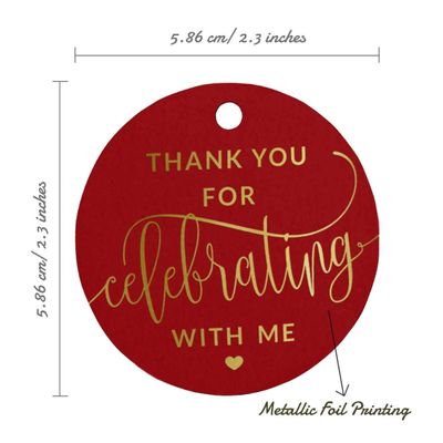 Etiquetas para Garrafa 'Obrigado por Celebrar Comigo' de Aniversário, com Foil Metalizado para Lembrancinha - Inkdotpot 50 Etiquetas Metalizadas / Vermelho - Dourado