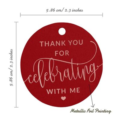 Etiquetas para Garrafa 'Obrigado por Celebrar Comigo' de Aniversário, com Foil Metalizado para Lembrancinha - Inkdotpot 50 Etiquetas Metalizadas / Vermelho - Ouro Rosé