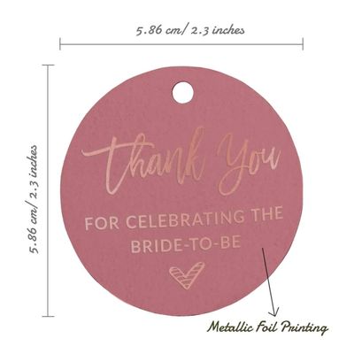 Etiqueta de Papel Metalizada "Obrigada por Celebrar a Futura Noiva" para Pendurar em Lembrancinha de Chá de Noiva - Inkdotpot 50 Etiquetas Metalizadas / Rosa - Ouro Rosé