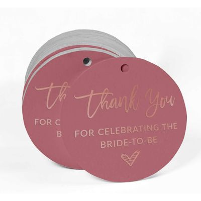 Etiqueta de Papel Metalizada "Obrigada por Celebrar a Futura Noiva" para Pendurar em Lembrancinha de Chá de Noiva - Inkdotpot 50 Etiquetas Metalizadas / Rosa - Ouro Rosé