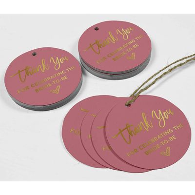 Etiqueta de Papel Metalizada "Obrigada por Celebrar a Futura Noiva" para Pendurar em Lembrancinha de Chá de Noiva - Inkdotpot 50 Etiquetas Metalizadas / Rosa - Ouro Rosé