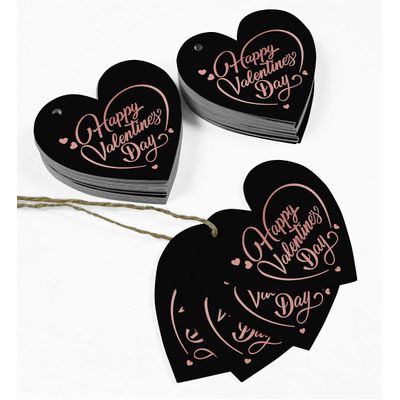 Etiquetas Pendentes Metalizadas para Garrafa 'Feliz Dia dos Namorados' para Lembrancinhas - Inkdotpot 100 Etiquetas Metalizadas / Preto - Ouro Rosé