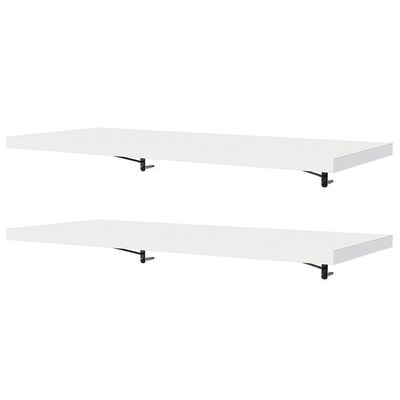 Kit 2 Prateleiras Suspensas Para Cozinha Madesa 80 Cm Com Mão Francesa - Branco Branco