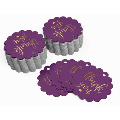 Etiquetas de Papel Metalizado 'Obrigado' para Lembrancinhas de Chá de Noiva - Inkdotpot 100 Etiquetas Metalizadas / Roxo - Dourado