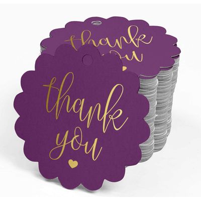 Etiquetas de Papel Metalizado 'Obrigado' para Lembrancinhas de Chá de Noiva - Inkdotpot 100 Etiquetas Metalizadas / Roxo - Dourado