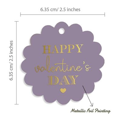 Etiquetas Pendentes para Garrafas "Feliz Dia dos Namorados" Metalizadas para Lembrancinhas - Inkdotpot 50 Etiquetas Metalizadas / Roxo - Prata