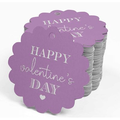 Etiquetas Pendentes para Garrafas "Feliz Dia dos Namorados" Metalizadas para Lembrancinhas - Inkdotpot 50 Etiquetas Metalizadas / Roxo - Prata