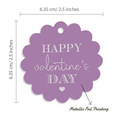 Etiquetas Pendentes para Garrafas "Feliz Dia dos Namorados" Metalizadas para Lembrancinhas - Inkdotpot 50 Etiquetas Metalizadas / Roxo - Prata