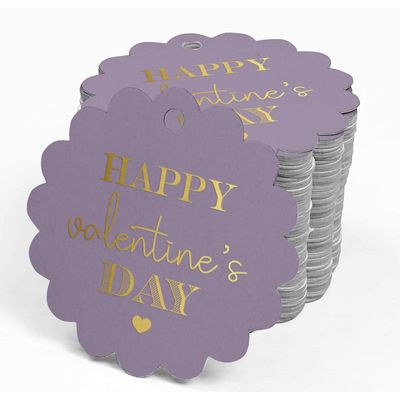 Etiquetas Pendentes para Garrafas "Feliz Dia dos Namorados" Metalizadas para Lembrancinhas - Inkdotpot 50 Etiquetas Metalizadas / Roxo - Prata