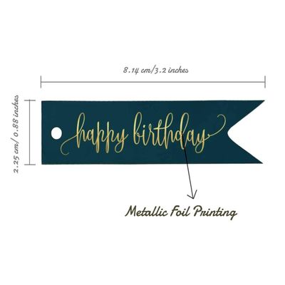 Etiquetas de Papel para Lembrancinhas 'Feliz Aniversário' Metalizadas para Pendurar - Inkdotpot 50 Etiquetas Metalizadas / Azul - Prata