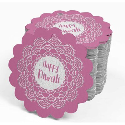 Tags de Papel para Lembrancinha Feliz Diwali com Folha Metalizada para Pendurar - Inkdotpot 100 Etiquetas Metalizadas / Rosa - Prata