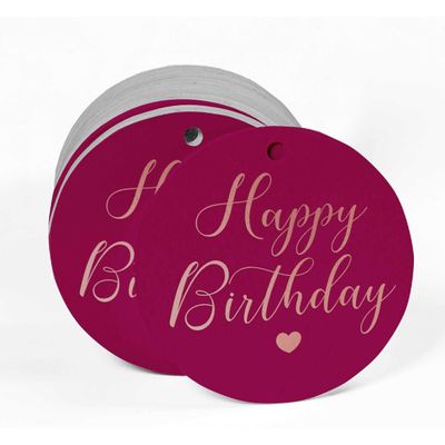 Etiquetas de Papel 'Feliz Aniversário' para Lembrancinhas, Etiquetas Pendentes Metalizadas para Artesanato - Inkdotpot 100 Etiquetas Metalizadas / Rosa - Ouro Rosé