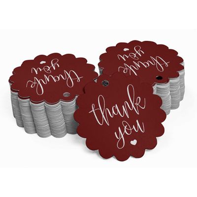 Etiquetas Penduradas de Papel Metalizado 'Obrigado' para Lembrancinhas de Chá de Noiva - Inkdotpot 100 Etiquetas Metalizadas / Vermelho - Prata