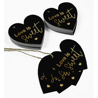 Etiqueta de Papel Metalizado 'Love' Isweet para Lembrancinha de Casamento para Pendurar - Inkdotpot 100 Etiquetas Metalizadas / Preto - Dourado