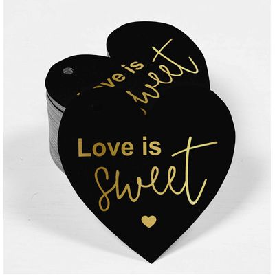 Etiqueta de Papel Metalizado 'Love' Isweet para Lembrancinha de Casamento para Pendurar - Inkdotpot 100 Etiquetas Metalizadas / Preto - Dourado