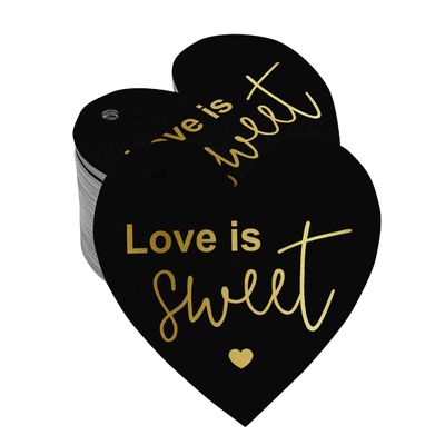 Etiqueta de Papel Metalizado 'Love' Isweet para Lembrancinha de Casamento para Pendurar - Inkdotpot 100 Etiquetas Metalizadas / Preto - Dourado
