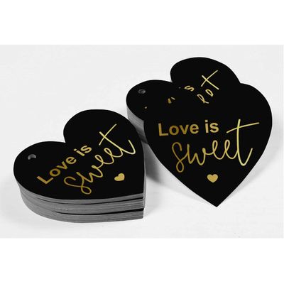 Etiqueta de Papel Metalizado 'Love' Isweet para Lembrancinha de Casamento para Pendurar - Inkdotpot 100 Etiquetas Metalizadas / Preto - Dourado