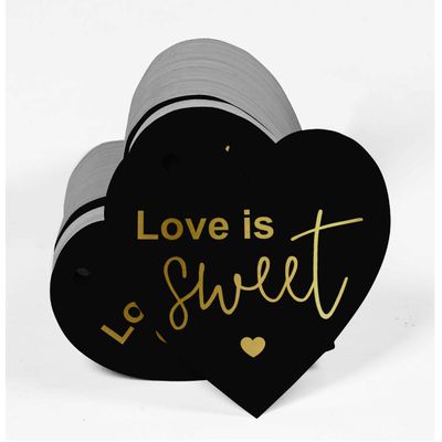 Etiqueta de Papel Metalizado 'Love' Isweet para Lembrancinha de Casamento para Pendurar - Inkdotpot 100 Etiquetas Metalizadas / Preto - Dourado