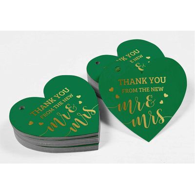 Etiquetas de Papel Metalizado "Thank You" para Lembrancinhas de Casamento - Inkdotpot 50 Etiquetas Metalizadas / Verde - Prata