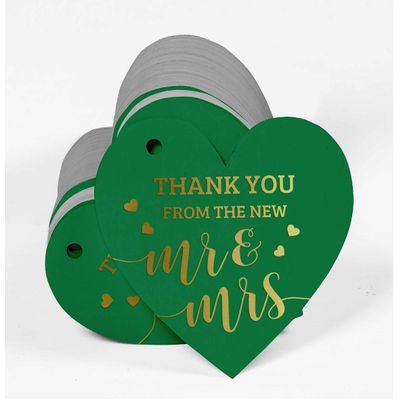 Etiquetas de Papel Metalizado "Thank You" para Lembrancinhas de Casamento - Inkdotpot 50 Etiquetas Metalizadas / Verde - Prata