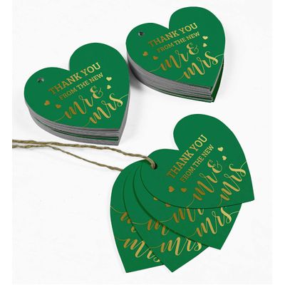 Etiquetas de Papel Metalizado "Thank You" para Lembrancinhas de Casamento - Inkdotpot 50 Etiquetas Metalizadas / Verde - Prata