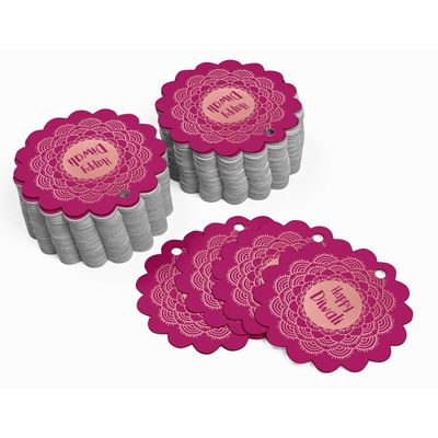 Etiquetas Pendentes de Papel Metalizado 'Happy Diwali' para Lembrancinhas - Inkdotpot 100 Etiquetas Metalizadas / Rosa - Ouro Rosé