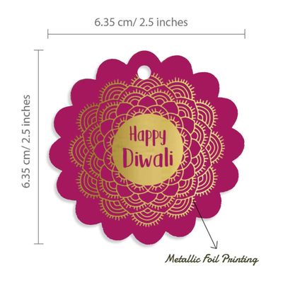 Etiquetas Pendentes de Papel Metalizado 'Happy Diwali' para Lembrancinhas - Inkdotpot 100 Etiquetas Metalizadas / Rosa - Ouro Rosé